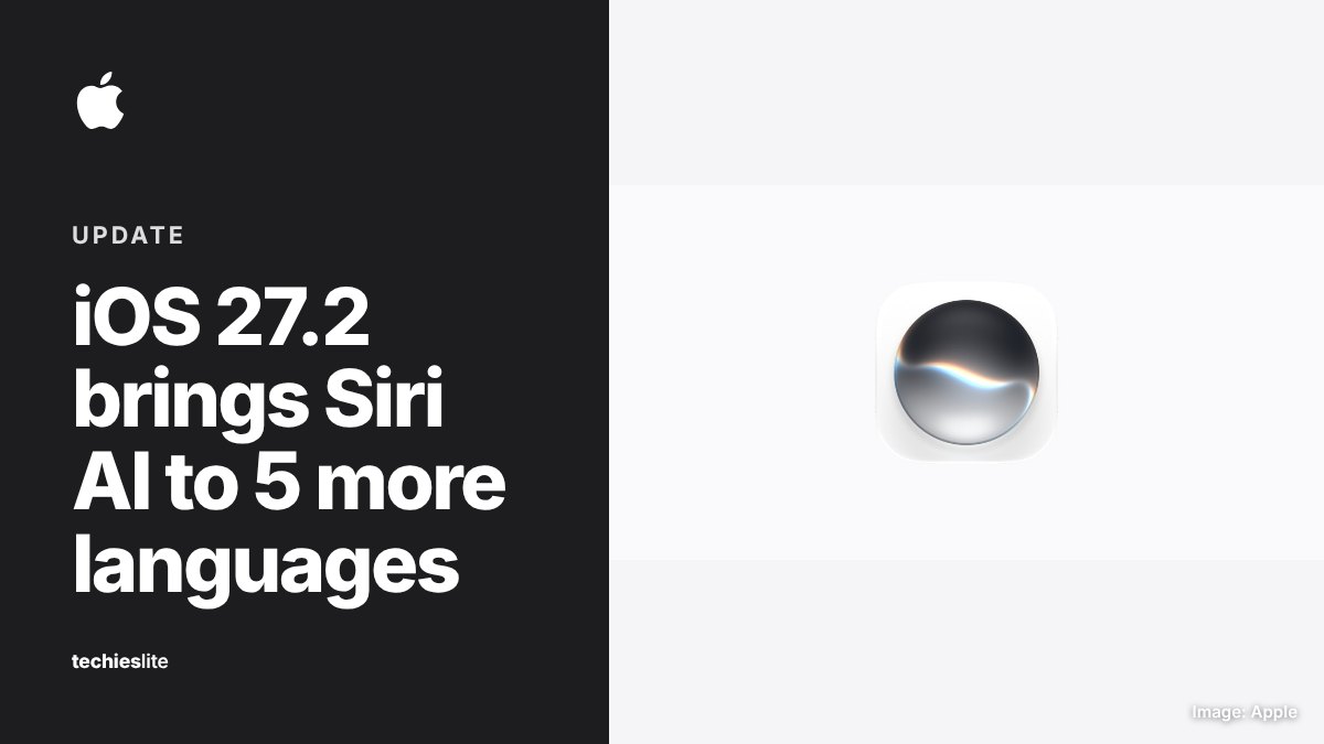 The Siri app icon, a glossy dark-to-silver sphere with a thin rainbow wave across it, on a white rounded square